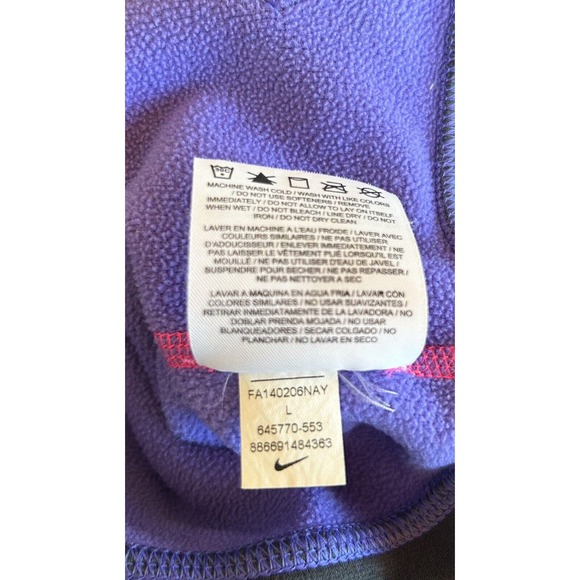 NIKE THERMA FIT - M/L - Hoodie Jacket SPELL OUT Full Zip Purple Black Pink B24 - Picture 3 of 9